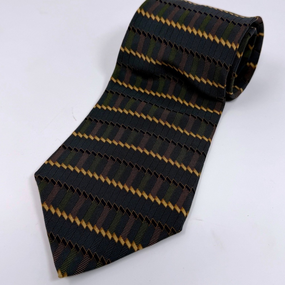 Bill Blass Black‎ Label Silk Tie Geometric Pattern Men's Necktie